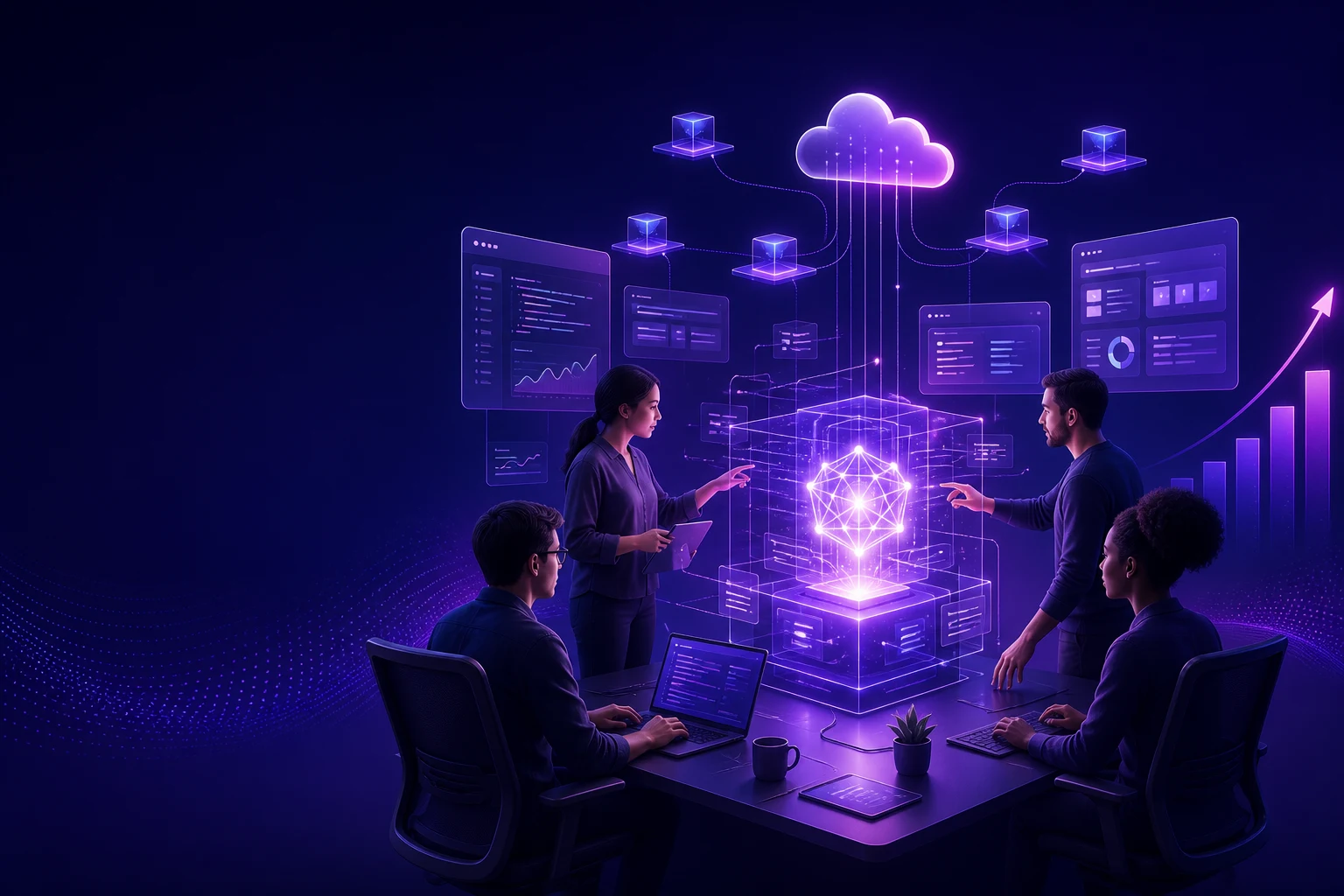 Software development team building an AI-powered business platform